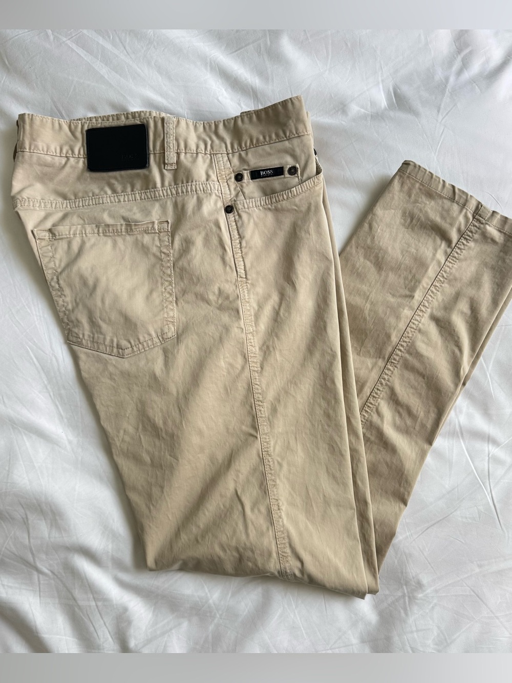Hugo Boss Delaware Slim Fit Beige Men's Chino Pants in Pima Cotton 33/36